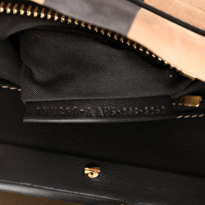 Fendi Vitello Nabuk Seta Pequin Medium Peekaboo Iconic Satchel Tobacco Moro Ebano 8 of 14