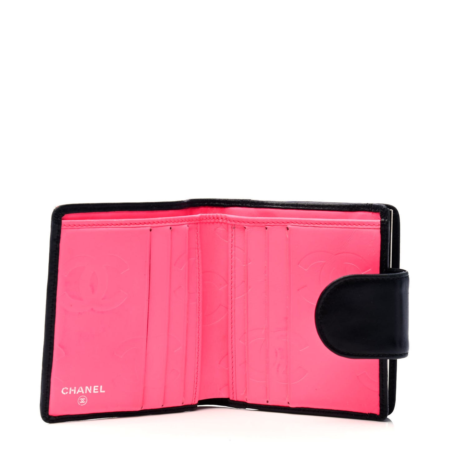 Calfskin Quilted Cambon Bi-Fold Wallet Black