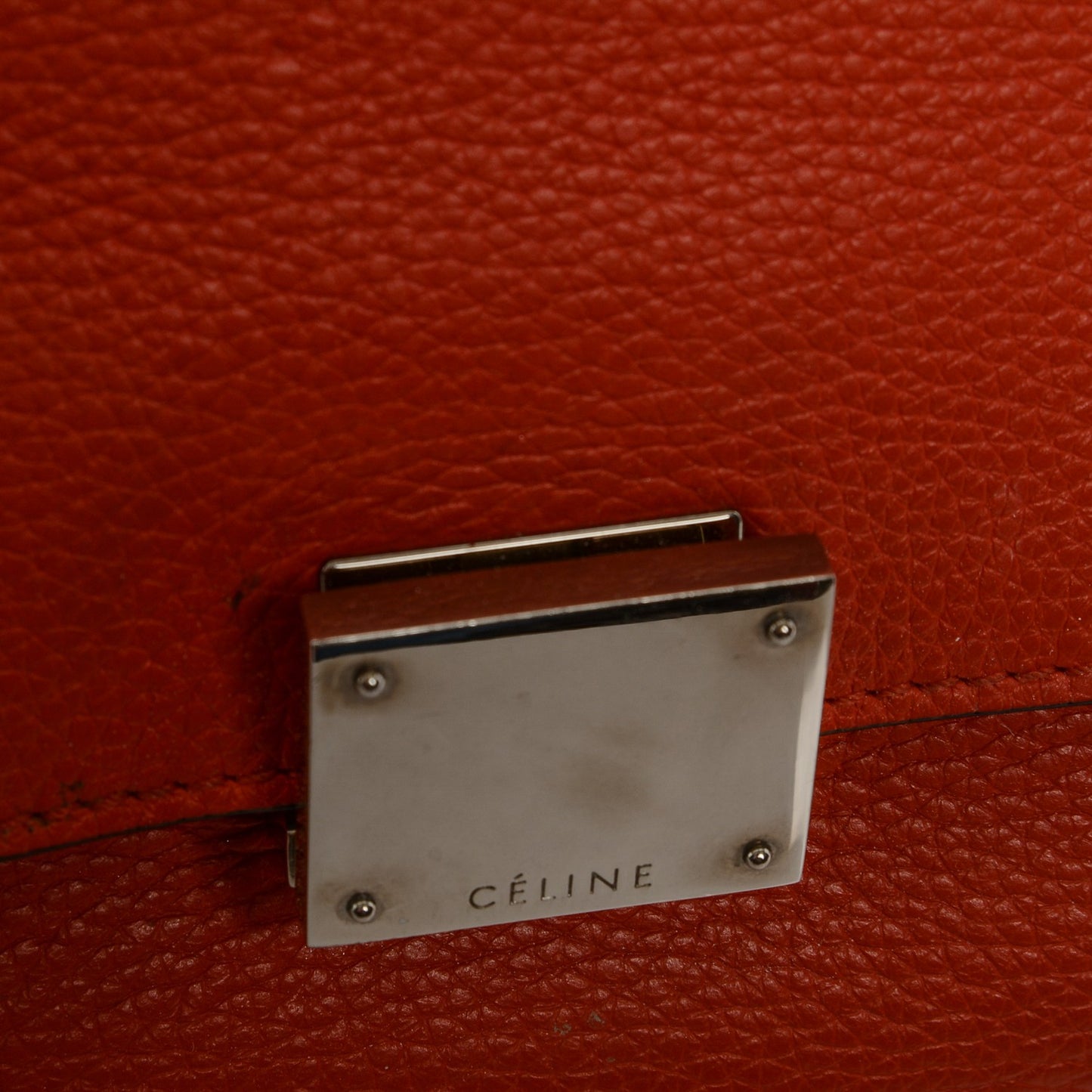 Drummed Calfskin Suede Large Trapeze Vermillion