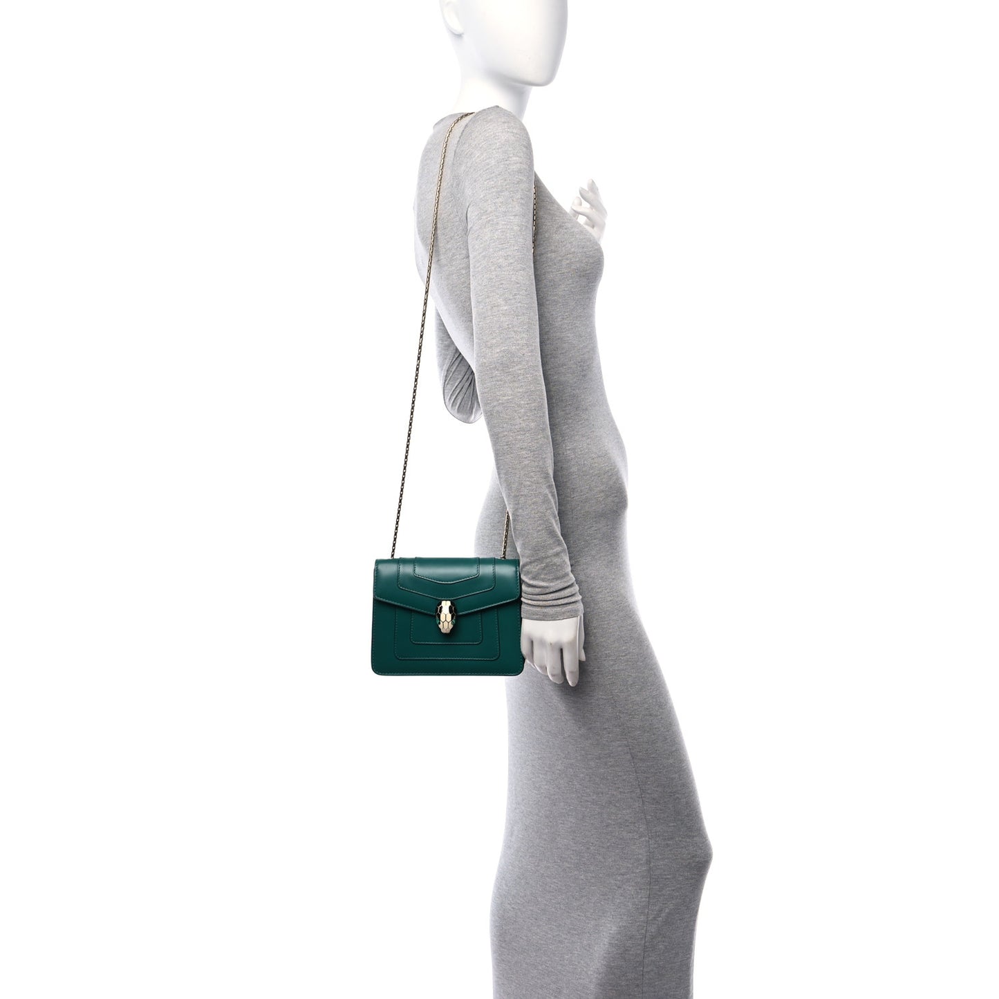 Calfskin Small Serpenti Forever Snake Strap Crossbody Bag Emerald Green