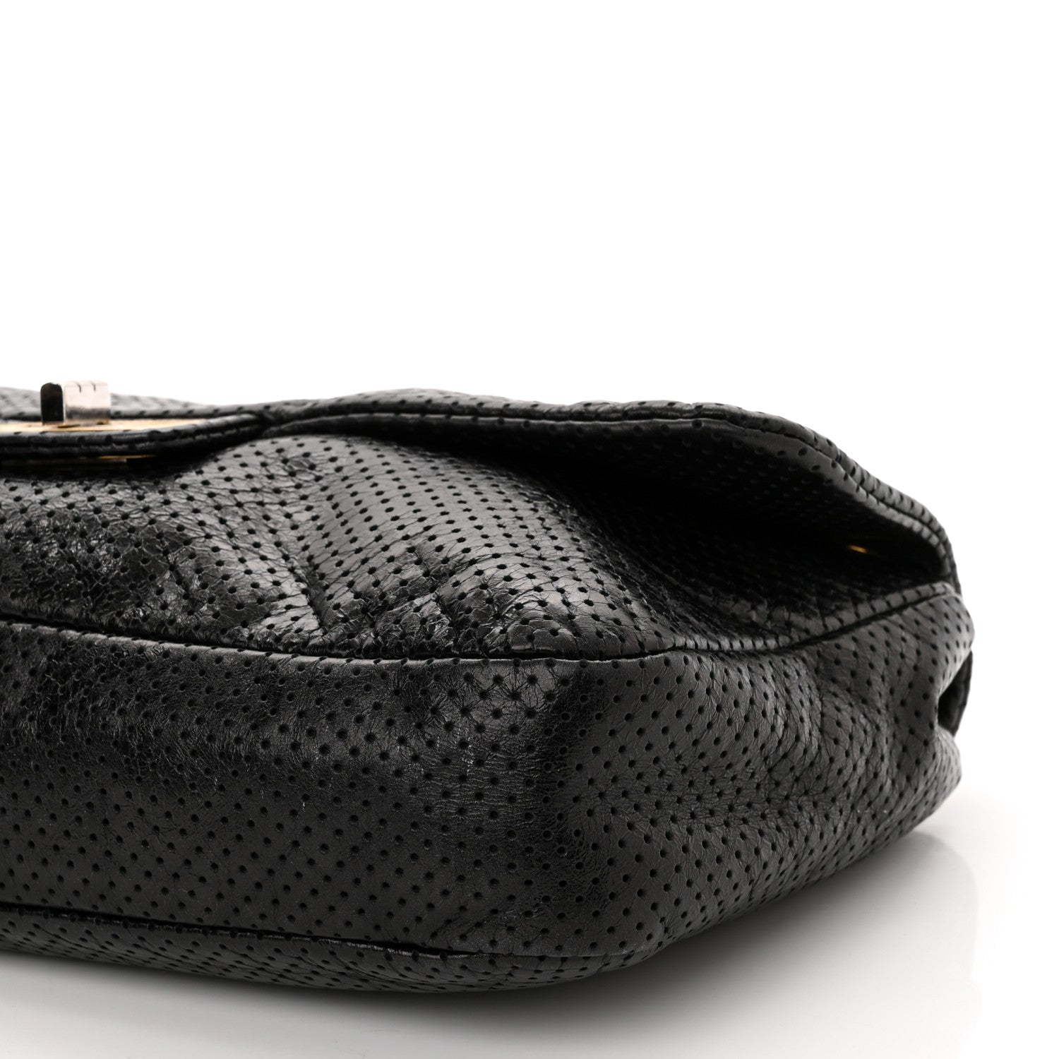 Chanel Metallic Crackled Calfskin Large Perforated Drill Flap Black 10 of 10
