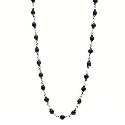 David Yurman Sterling Silver Black Onyx 5mm Spiritual Beads Necklace 1 of 5