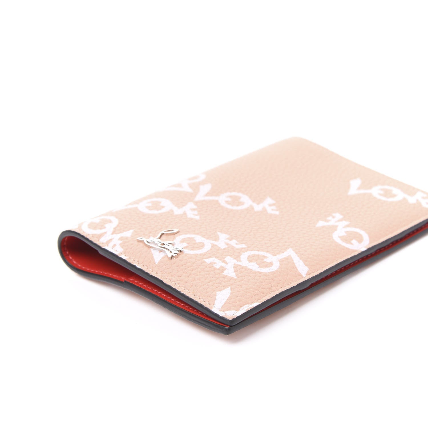 Christian Louboutin CHRSTIAN LOUBOUTIN Grained Calfskin Crazy Love Loubipass Passport Holder Latte 6 of 9