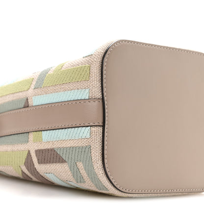 Fendi Canvas Vitello King FF Embroidered Mini Mon Tresor Bucket Bag Matcha Milk Dove 9 of 10