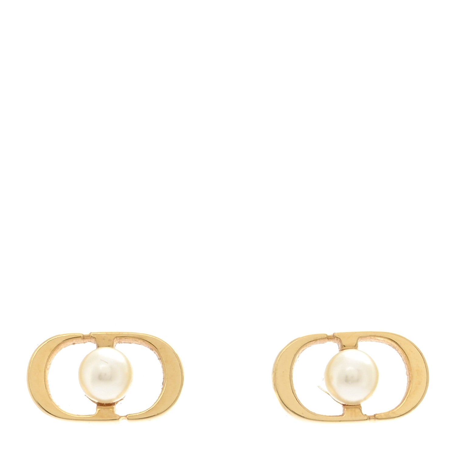 Christian Dior Pearl Petit CD Jolie Mini Stud Earrings Gold 1 of 5