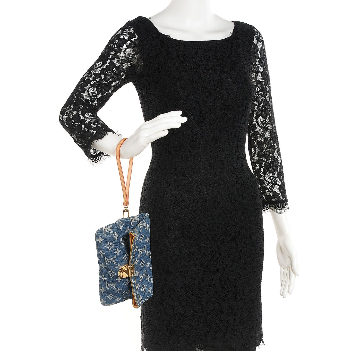 Monogram Denim Pochette Plat Clutch Blue