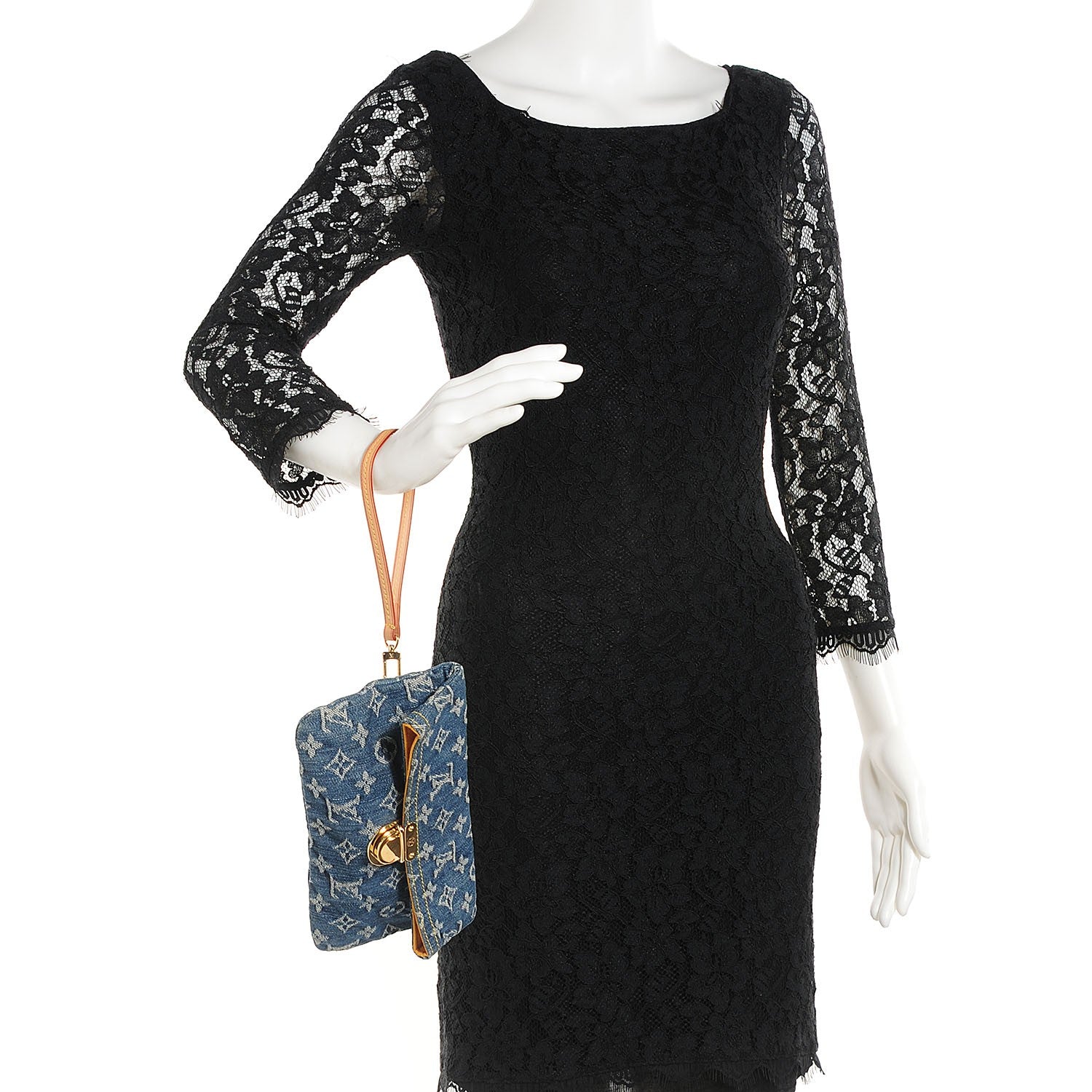 Louis Vuitton Monogram Denim Pochette Plat Clutch Blue 2 of 7