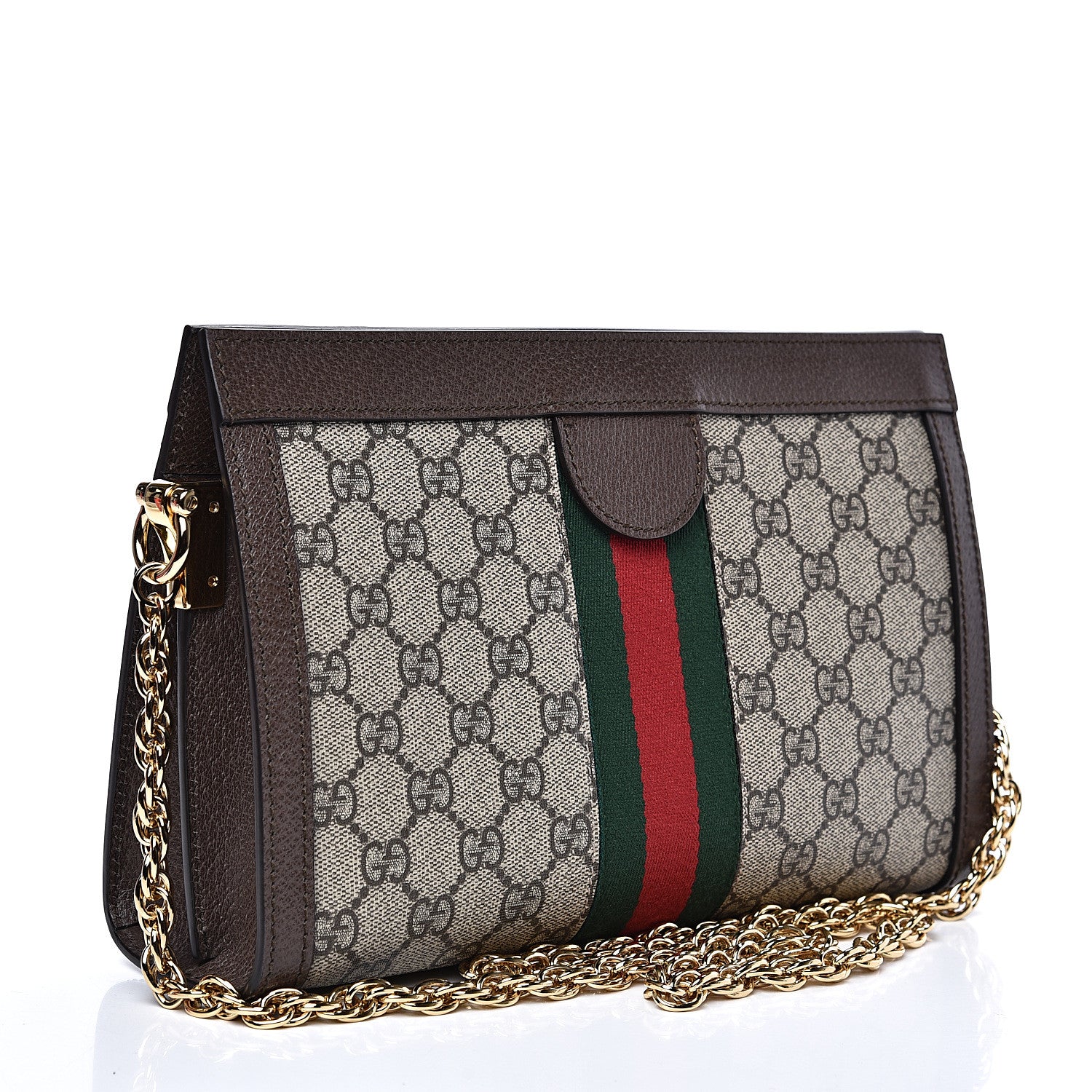 Gucci GG Supreme Monogram Web Small Ophidia Chain Shoulder Bag Brown 2 of 9