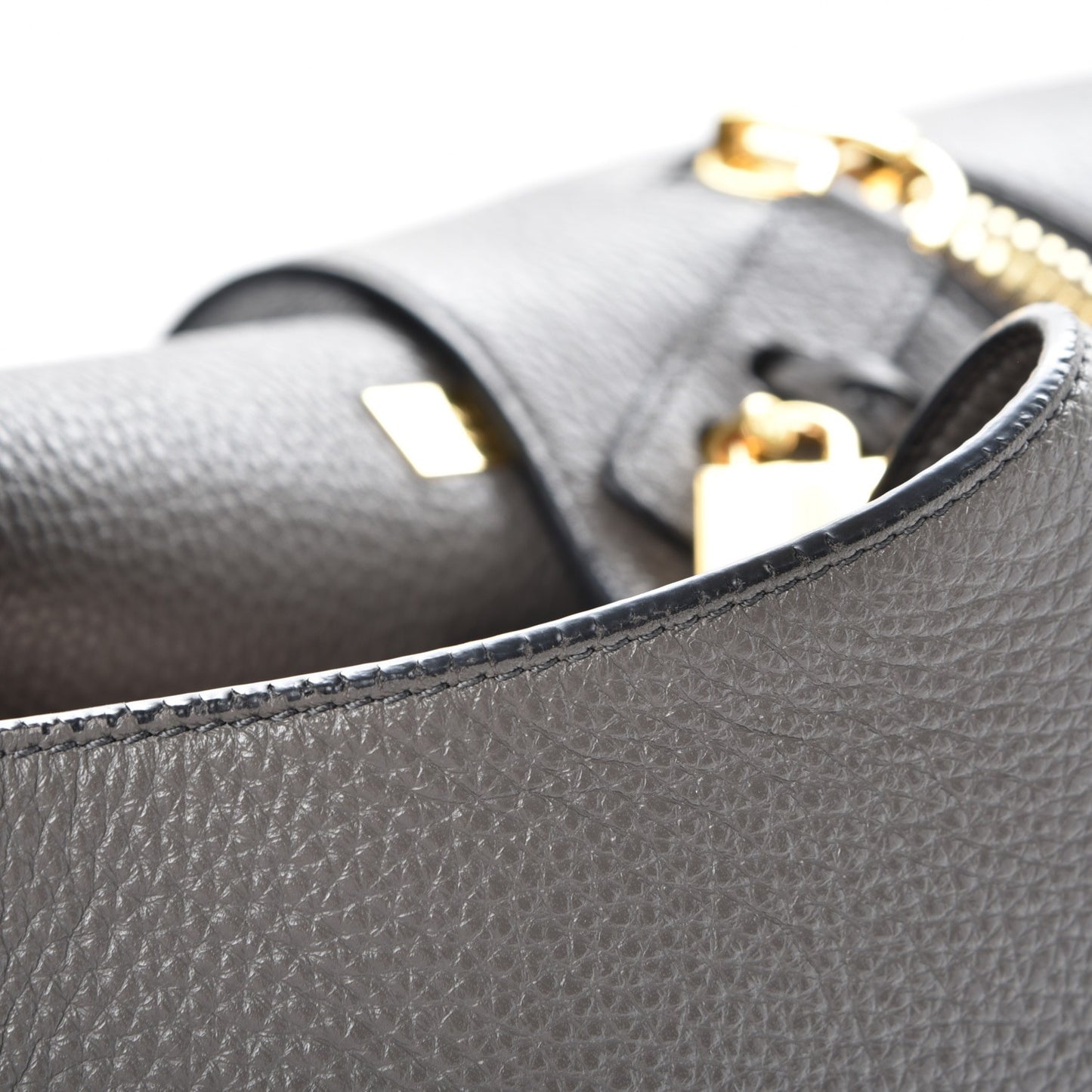 Pebbled Calfskin Alix Zip Hobo Dark Gray