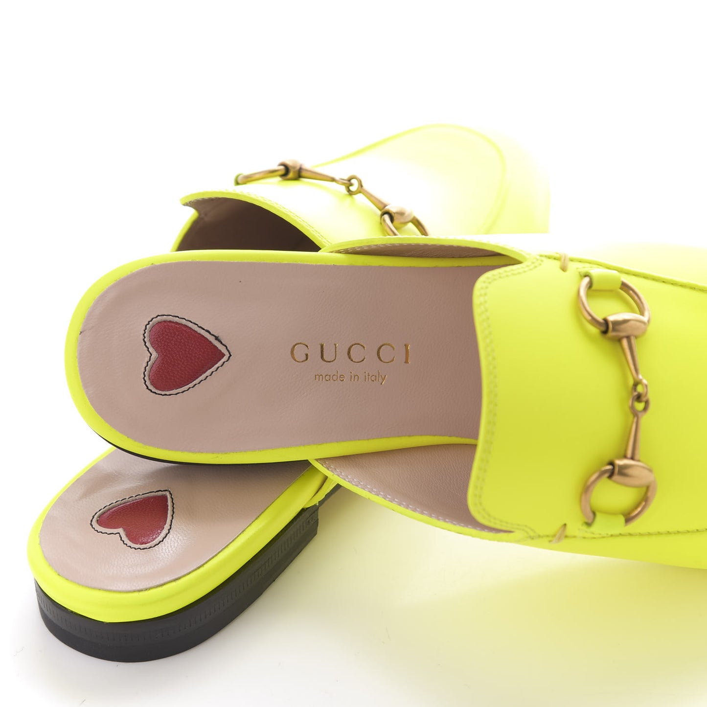 Calfskin Womens Princetown Slippers 35 Yellow Fluo