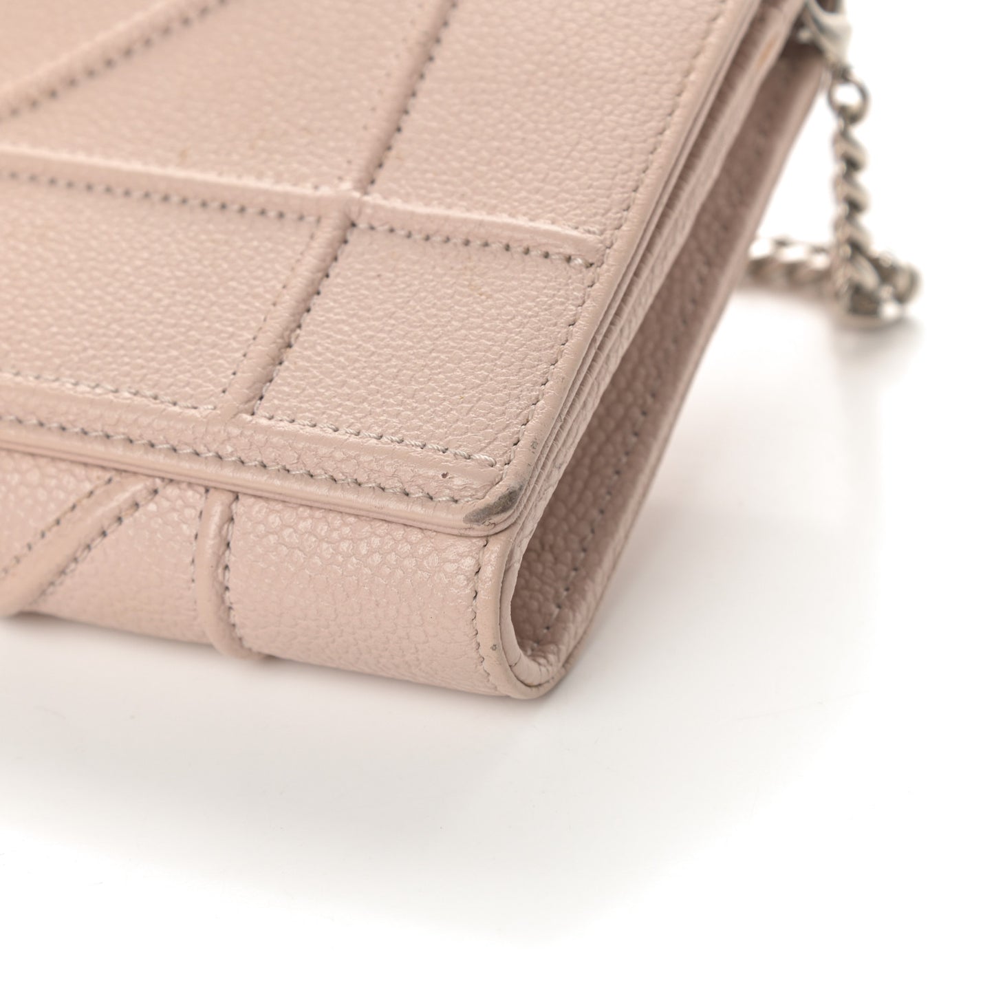 Grained Calfskin Diorama Croisiere Chain Wallet Rose Poudre