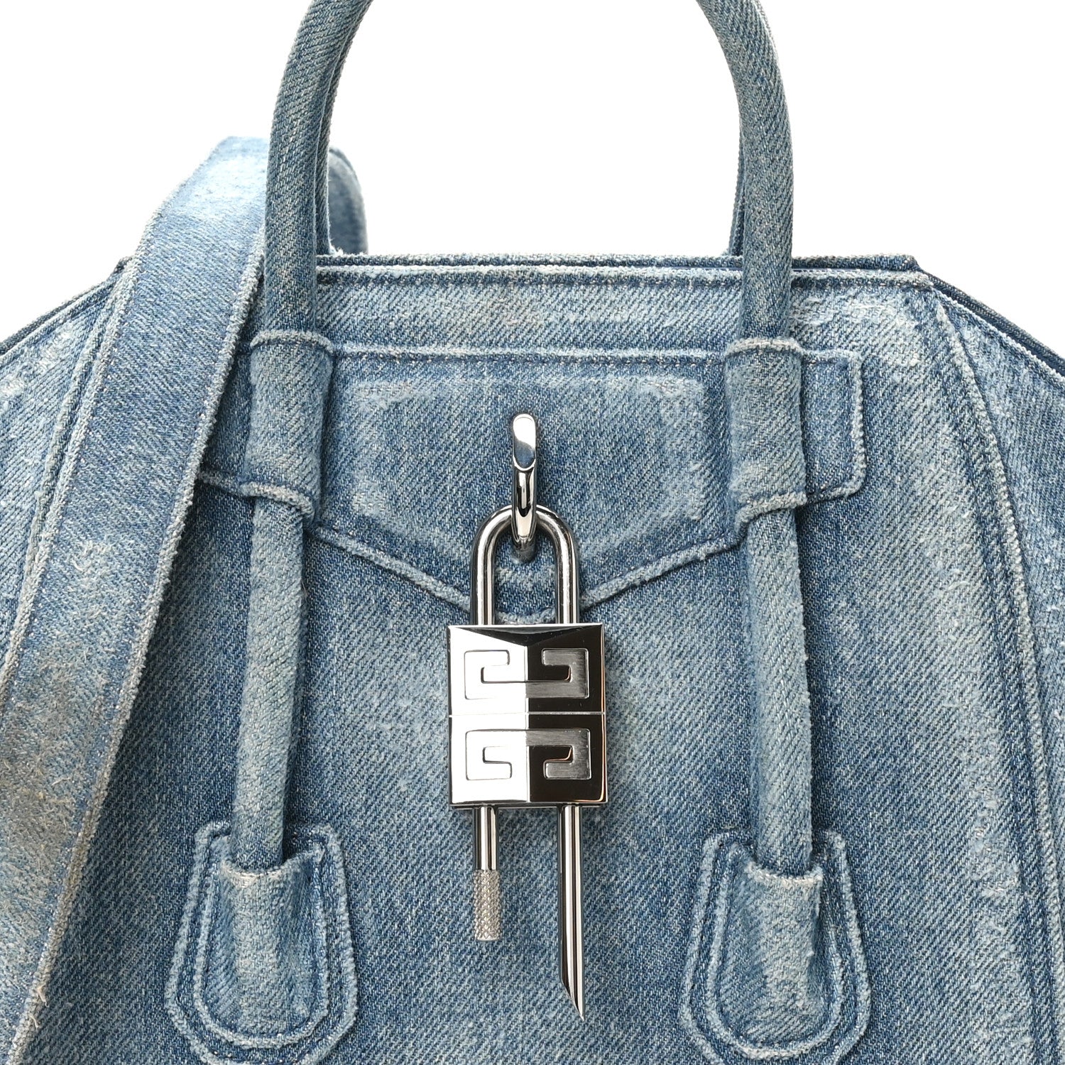 Givenchy Denim Mini Lock Antigona Shoulder Bag Blue 7 of 10
