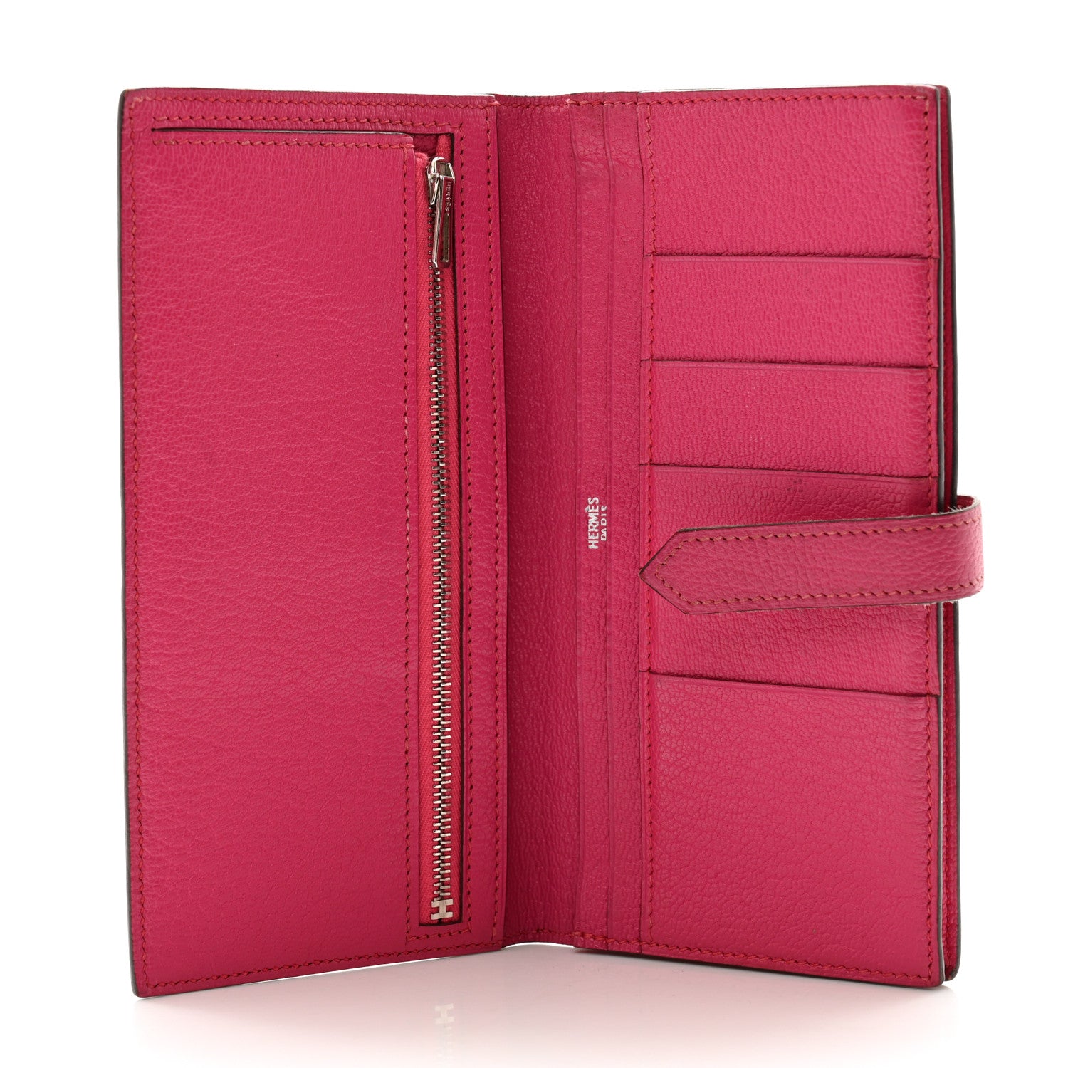 Hermes Chevre Mysore Bi-Color Bearn Gusset Wallet Etoupe Rose Shocking 5 of 12