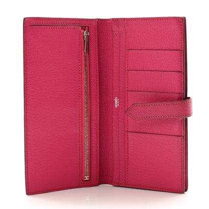 Hermes Chevre Mysore Bi-Color Bearn Gusset Wallet Etoupe Rose Shocking 5 of 12