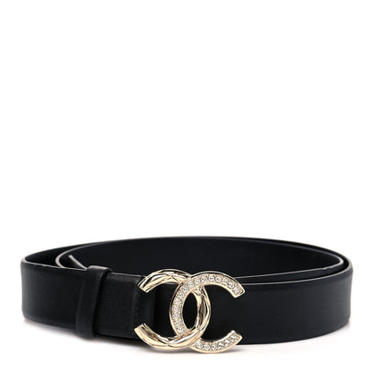 Chanel Calfskin Crystal Metal Quilted CC Belt 100 40 Black 1 of 5