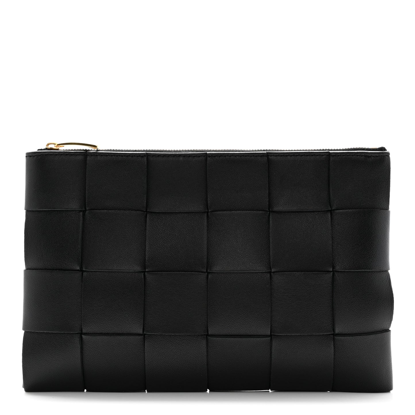 Nappa Maxi Intrecciato Small Cassette Flat Zip Pouch Black