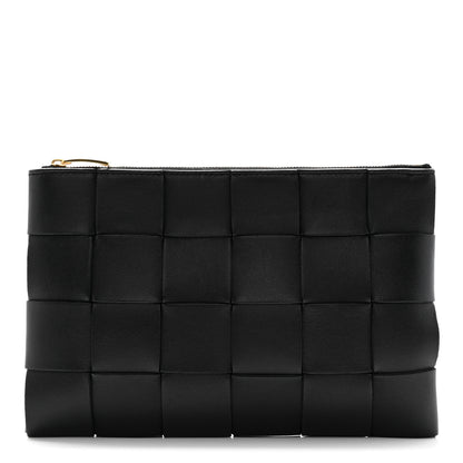 Bottega Veneta Nappa Maxi Intrecciato Small Cassette Flat Zip Pouch Black 1 of 10