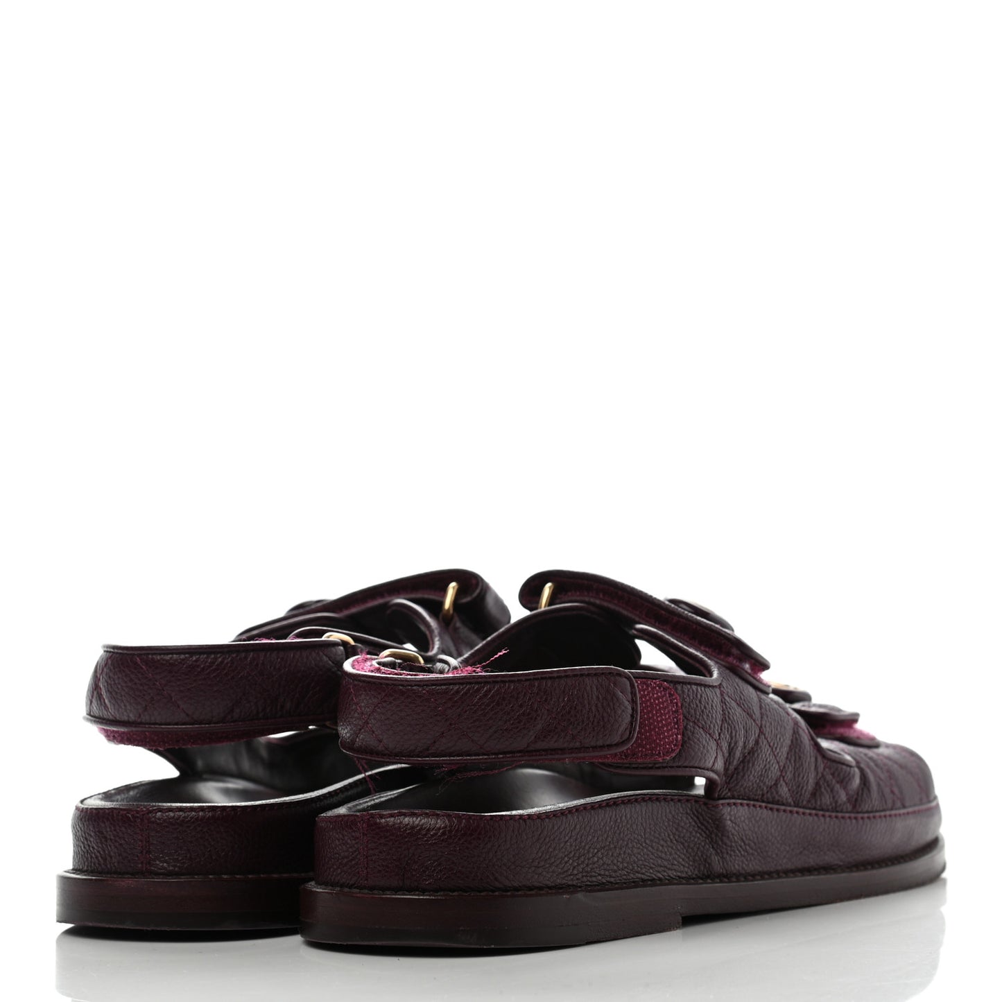 Grained Calfskin Velcro Dad Sandals 39 Maroon