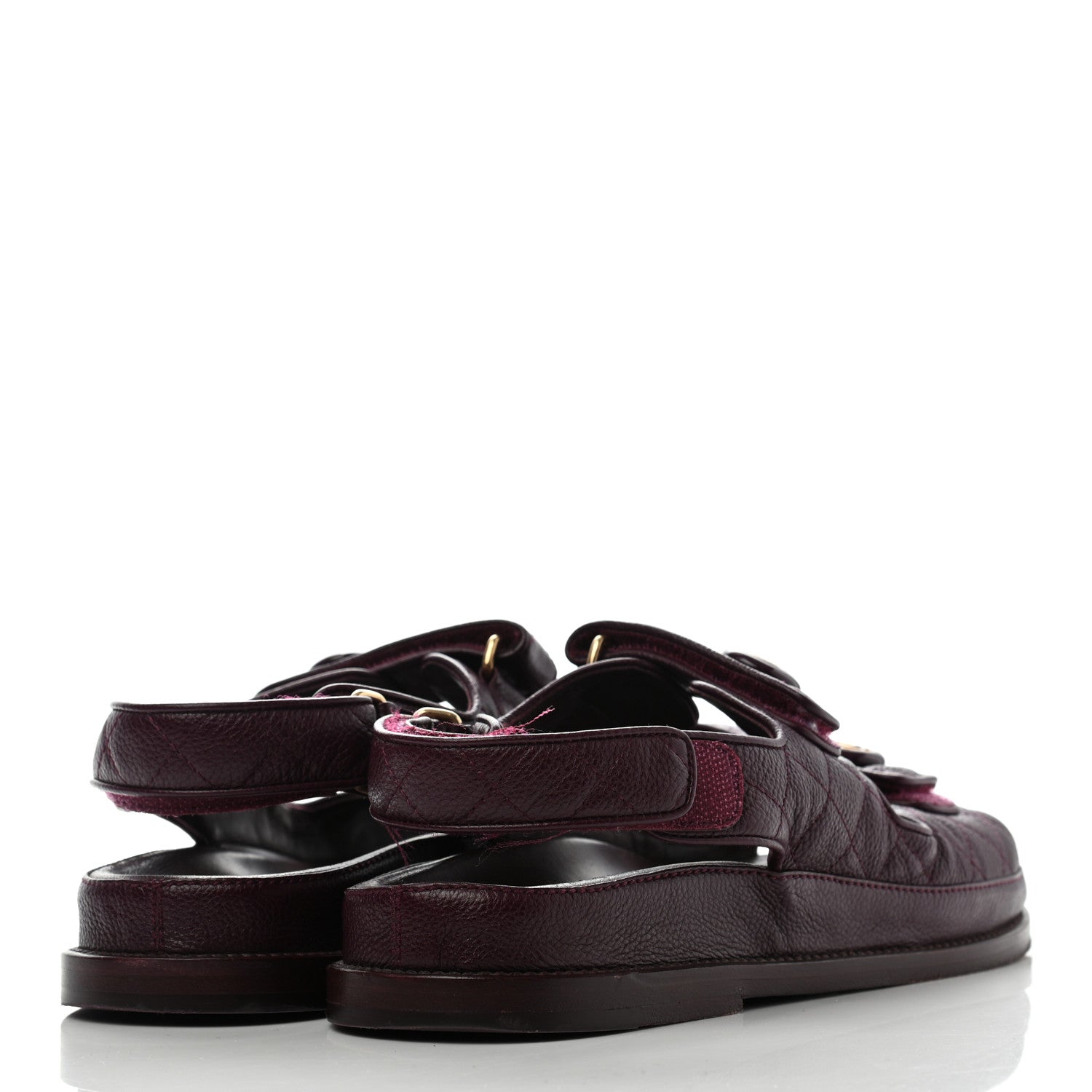 Chanel Grained Calfskin Velcro Dad Sandals 39 Maroon 4 of 13