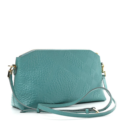 Burberry Signature Grain Calfskin Check Embossed Small Chichester Crossbody Clutch Bag Aqua Green 2 of 13