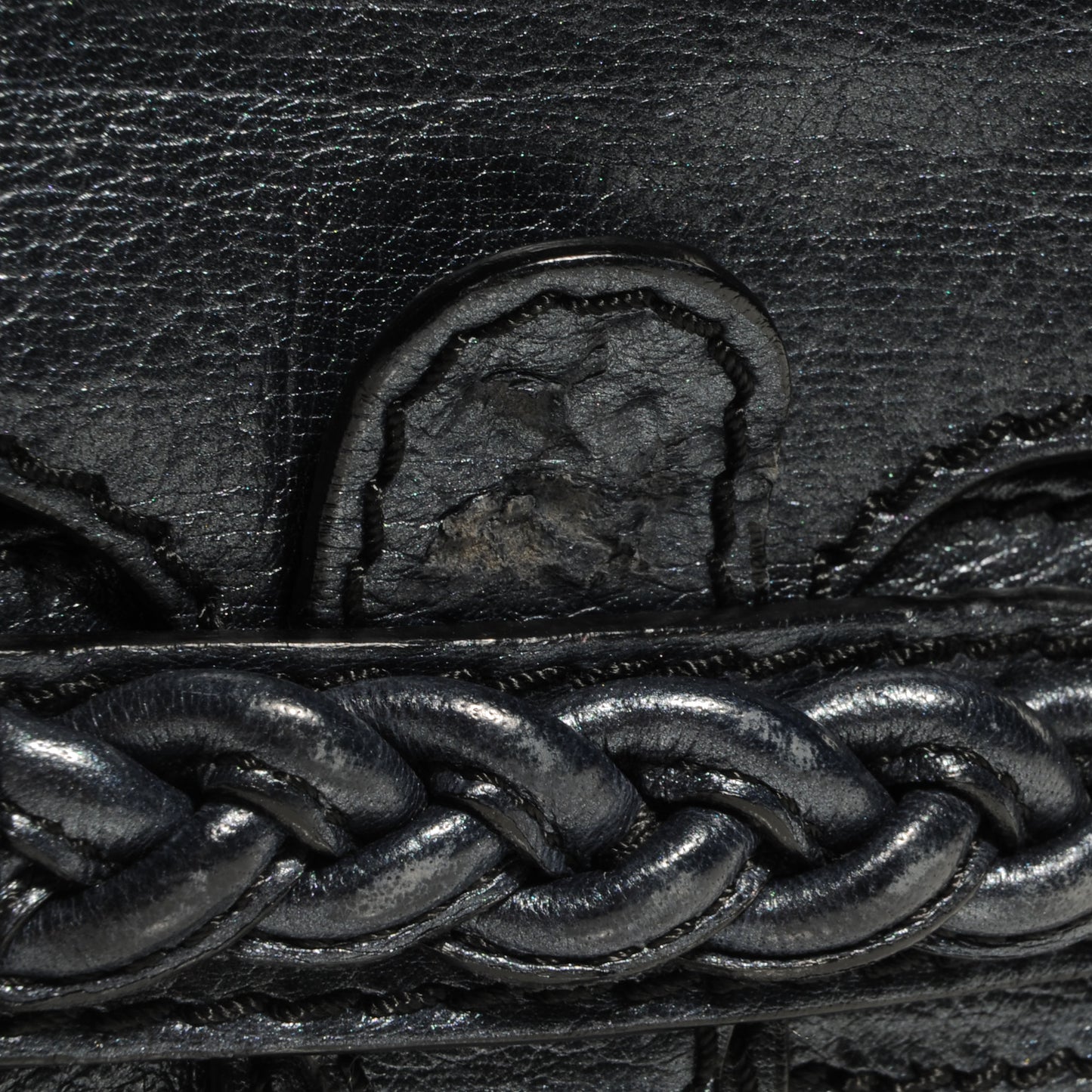 Leather Large Histoire Metallic Blue