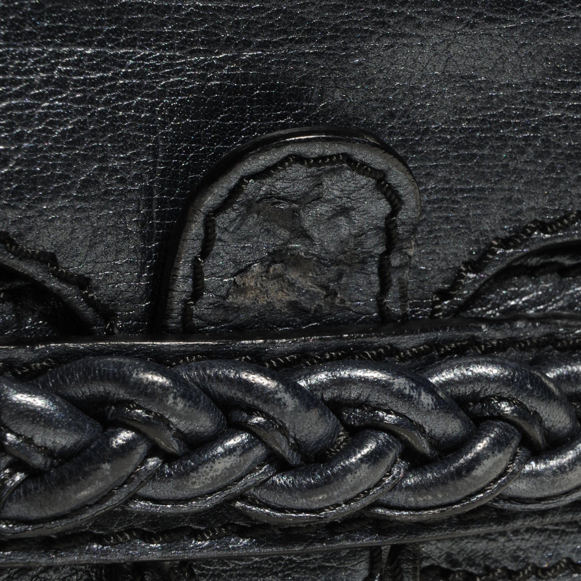 Valentino Garavani Leather Large Histoire Metallic Blue 9 of 9