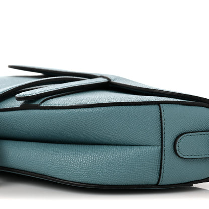 Christian Dior Grained Calfskin Saddle Bag Azure Blue 8 of 8