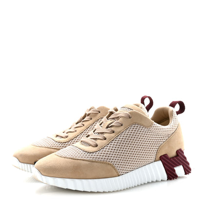 Hermes Air Mesh Suede Goatskin Bouncing Sneakers 38 Beige Argile 4 of 10