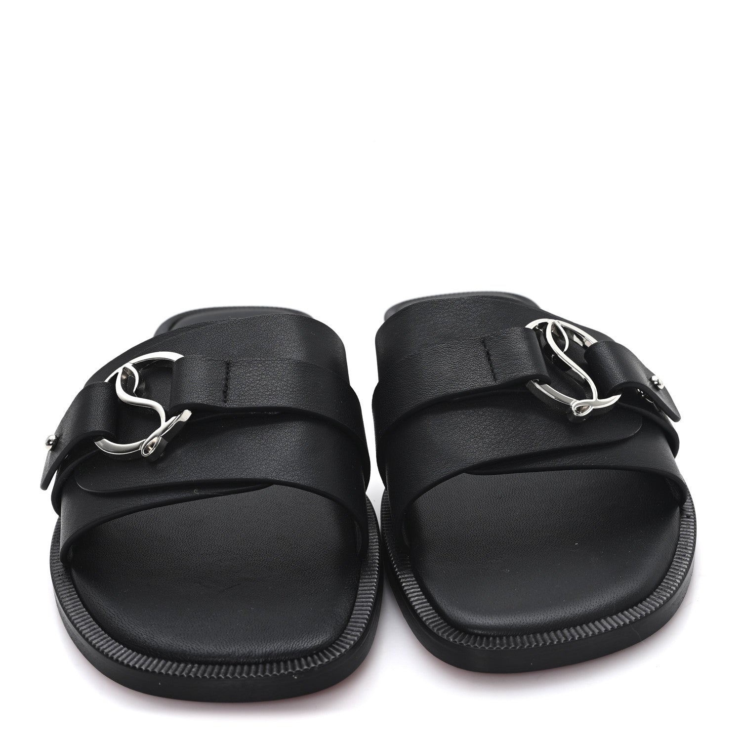 Christian Louboutin Calfskin Her In Roma Flat Slides 37.5 Black 3 of 8
