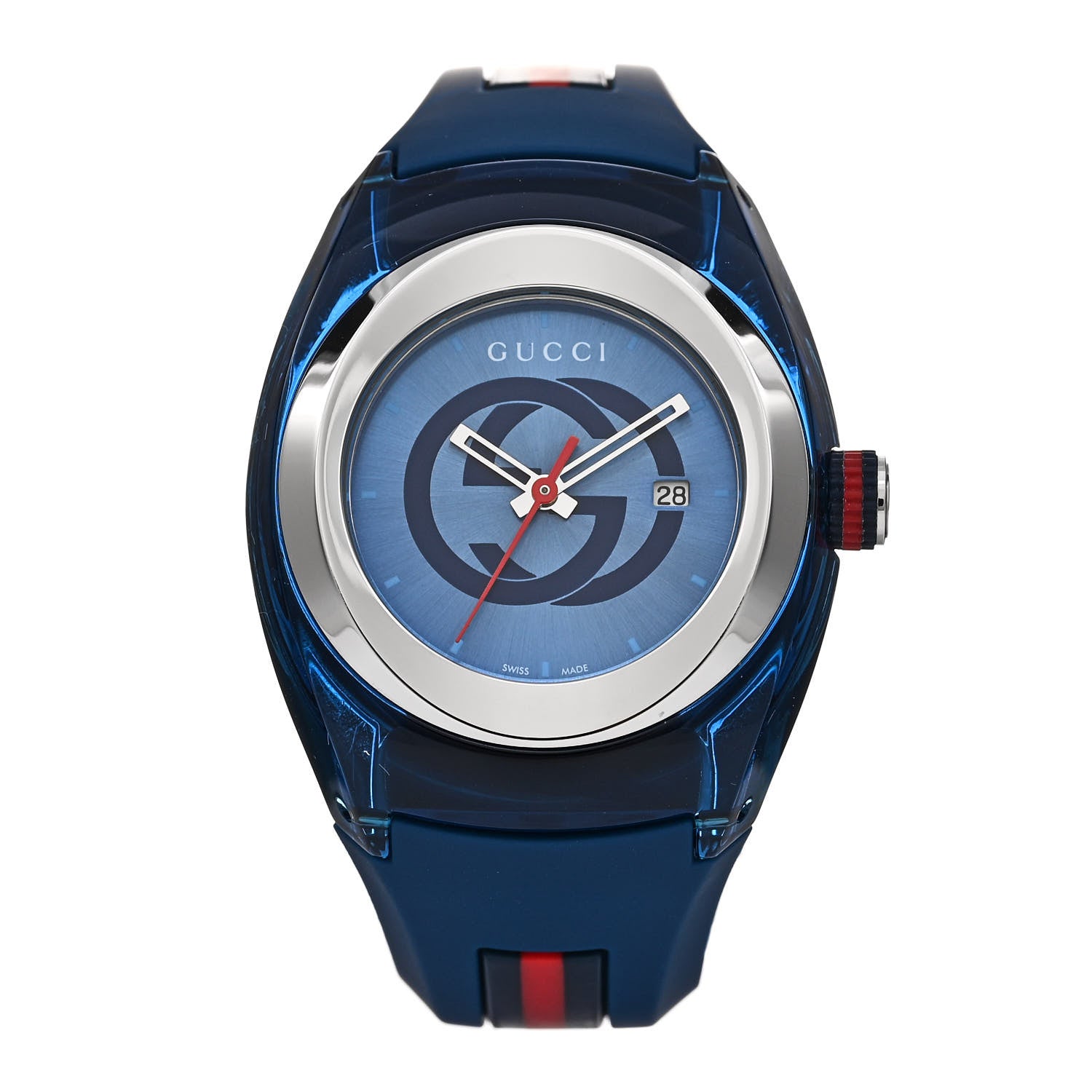 Gucci Stainless Steel Rubber 36mm Sync Web Quartz Watch Blue 1 of 5