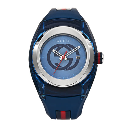 Gucci Stainless Steel Rubber 36mm Sync Web Quartz Watch Blue 1 of 5