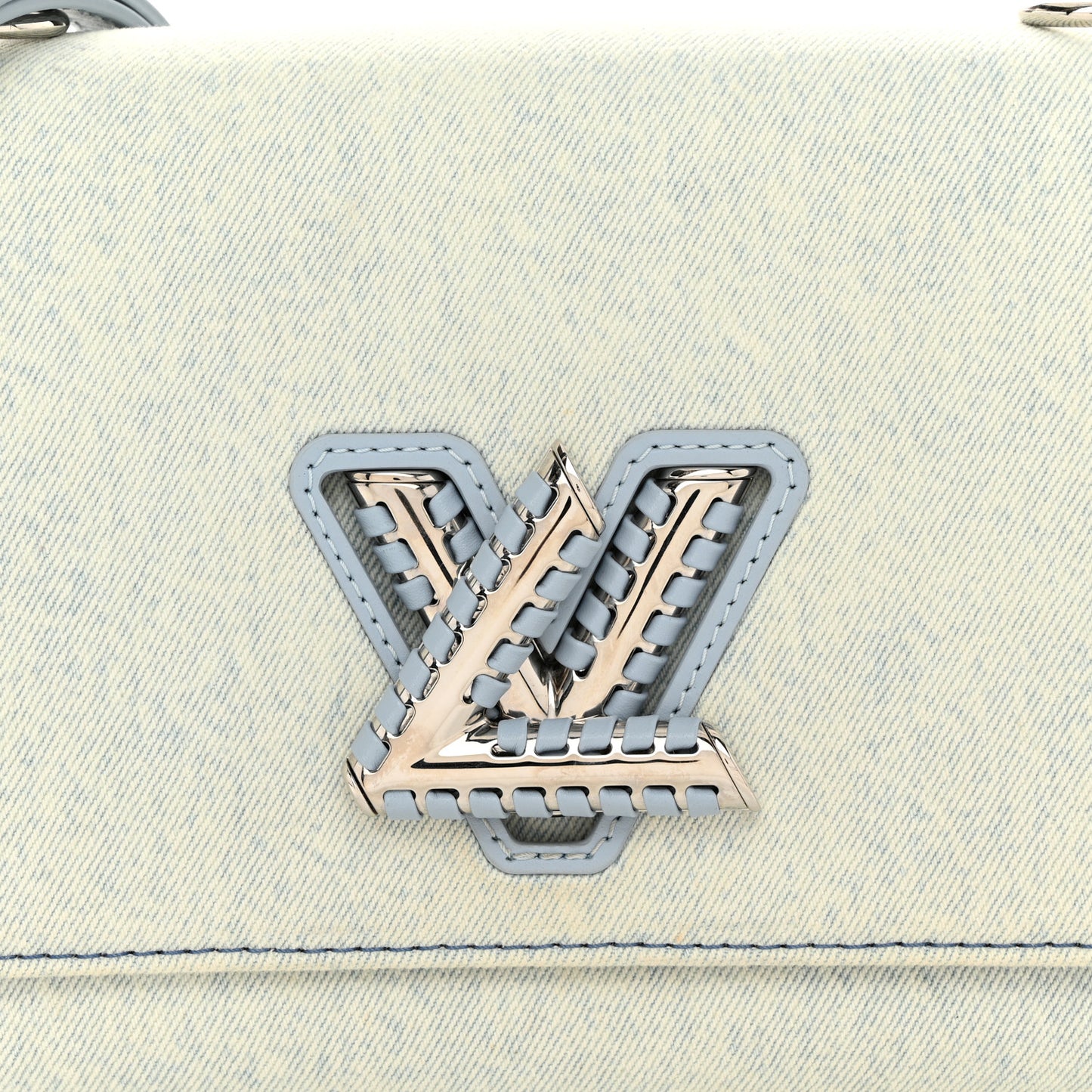 Denim Twist Shoulder Bag MM Blue Denim