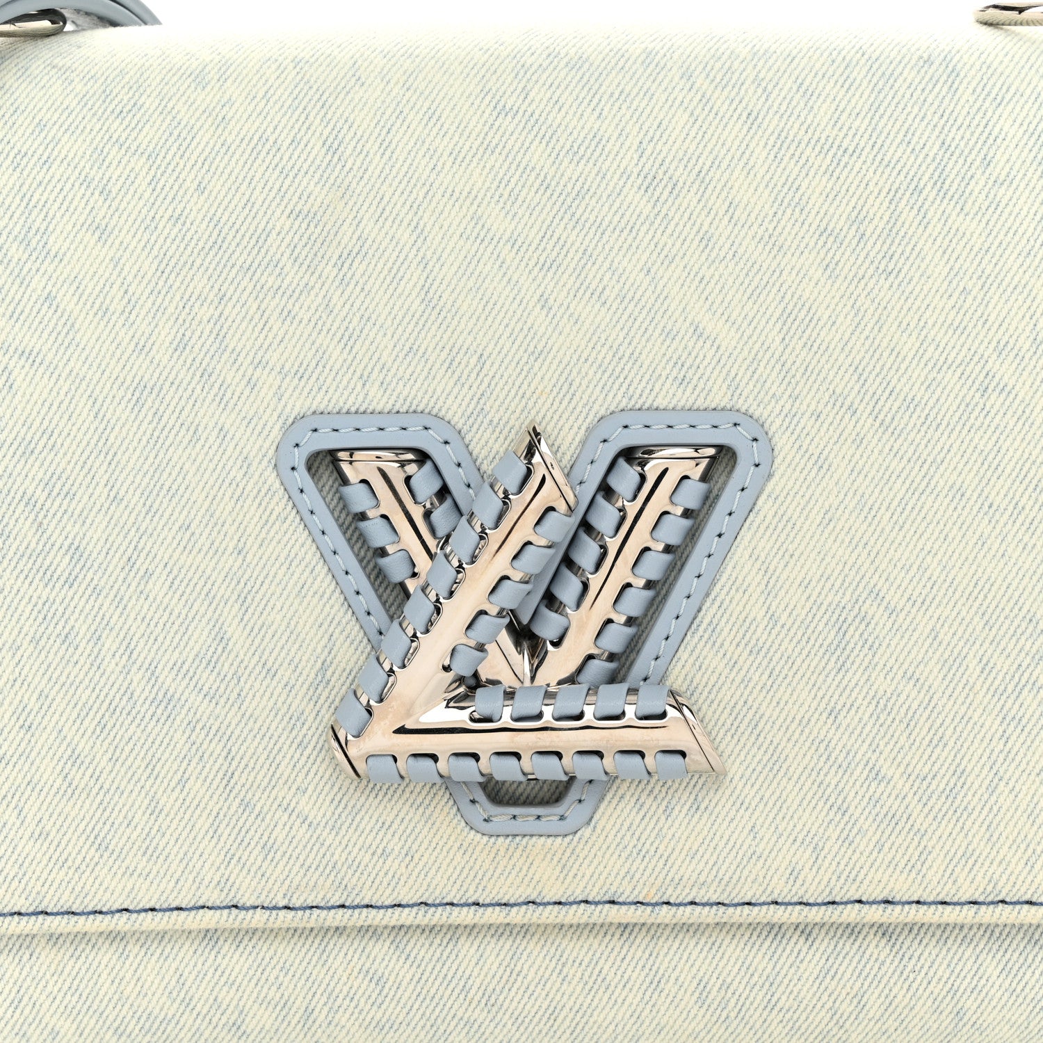 Louis Vuitton Denim Twist Shoulder Bag MM Blue Denim 7 of 9