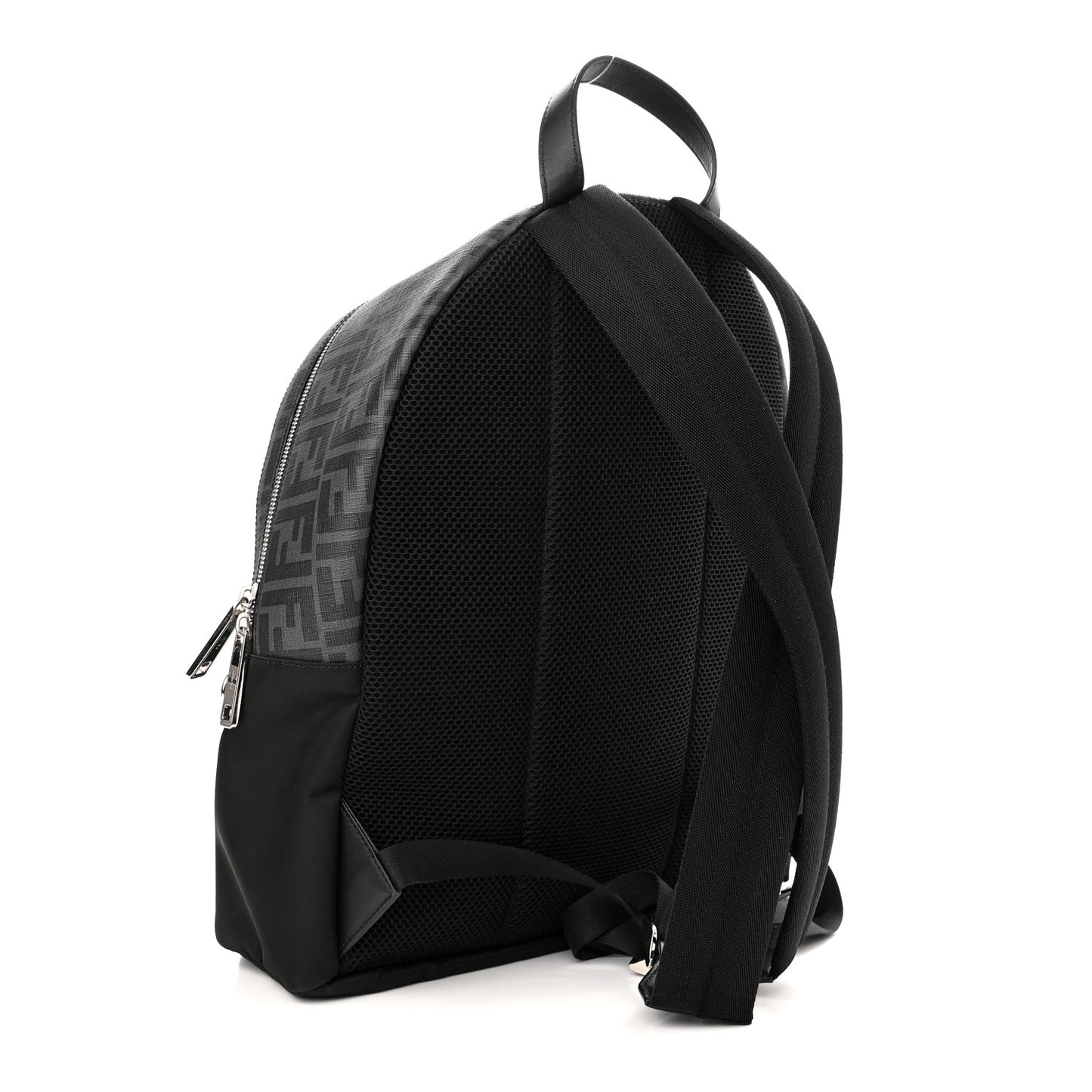 Glazed Fabric Nylon FF 1974 Diagonal Pouch Pocket Backpack Black Sunflower