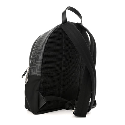 Fendi Glazed Fabric Nylon FF 1974 Diagonal Pouch Pocket Backpack Black Sunflower 3 of 10