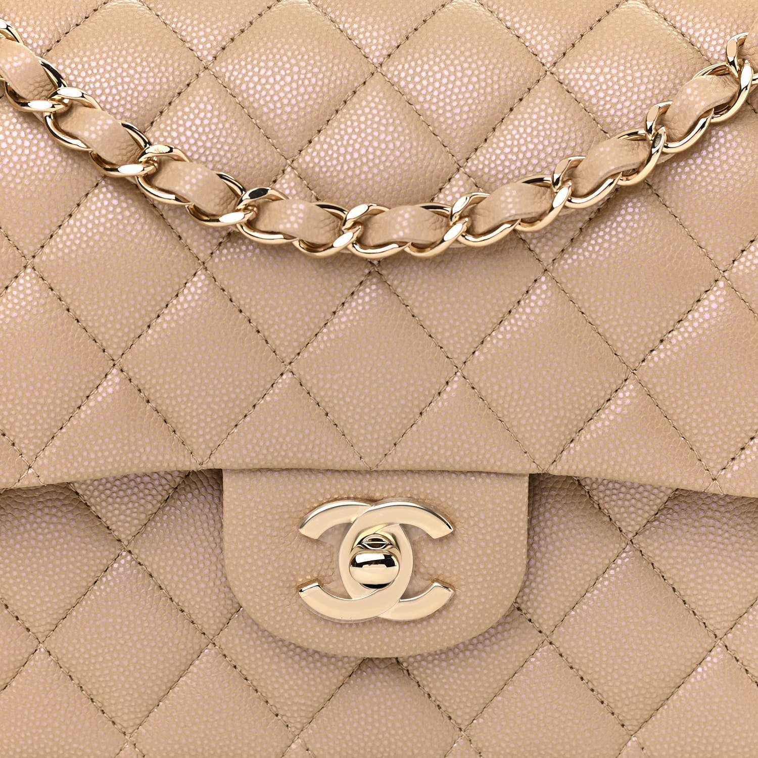 Chanel Iridescent Caviar Quilted Medium Double Flap Dark Beige 8 of 13