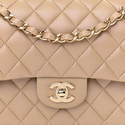 Chanel Iridescent Caviar Quilted Medium Double Flap Dark Beige 8 of 13