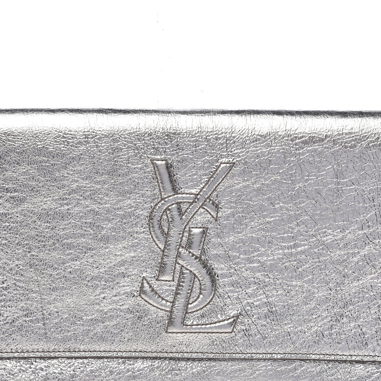 Saint Laurent Metallic Textured Large Belle De Jour Clutch Silver 7 of 13