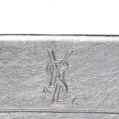 Saint Laurent Metallic Textured Large Belle De Jour Clutch Silver 7 of 13