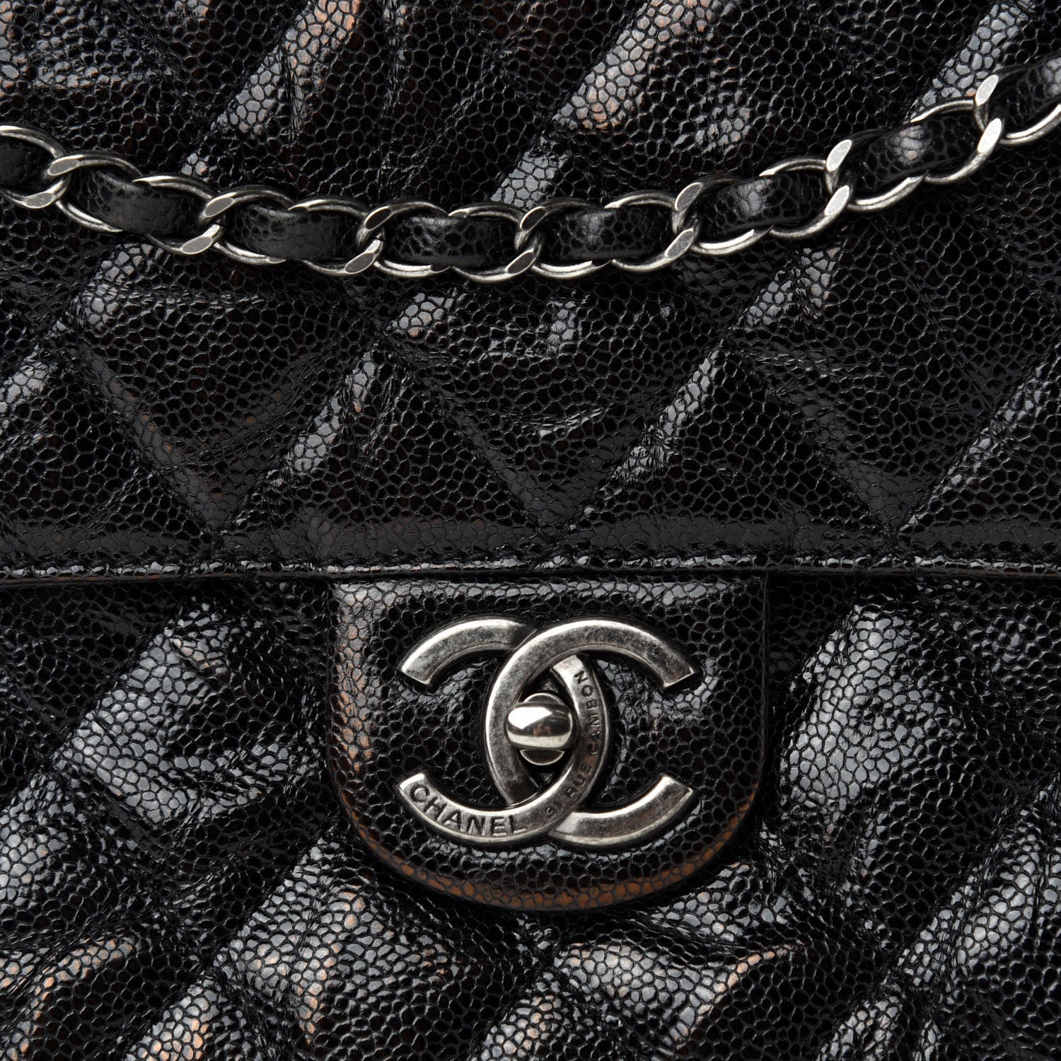 Chanel Crumpled Grained Calfskin Jumbo CC Crave Flap Black 13 of 14
