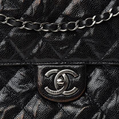 Chanel Crumpled Grained Calfskin Jumbo CC Crave Flap Black 13 of 14