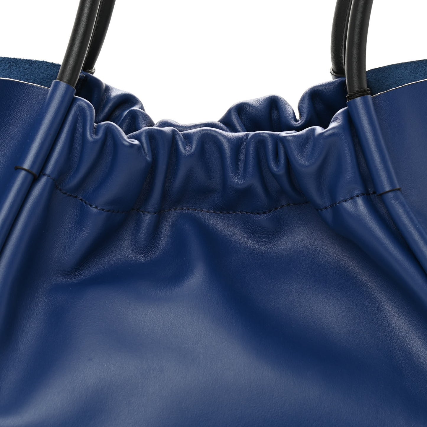 Calfskin Large Ruched Tote Cobalt