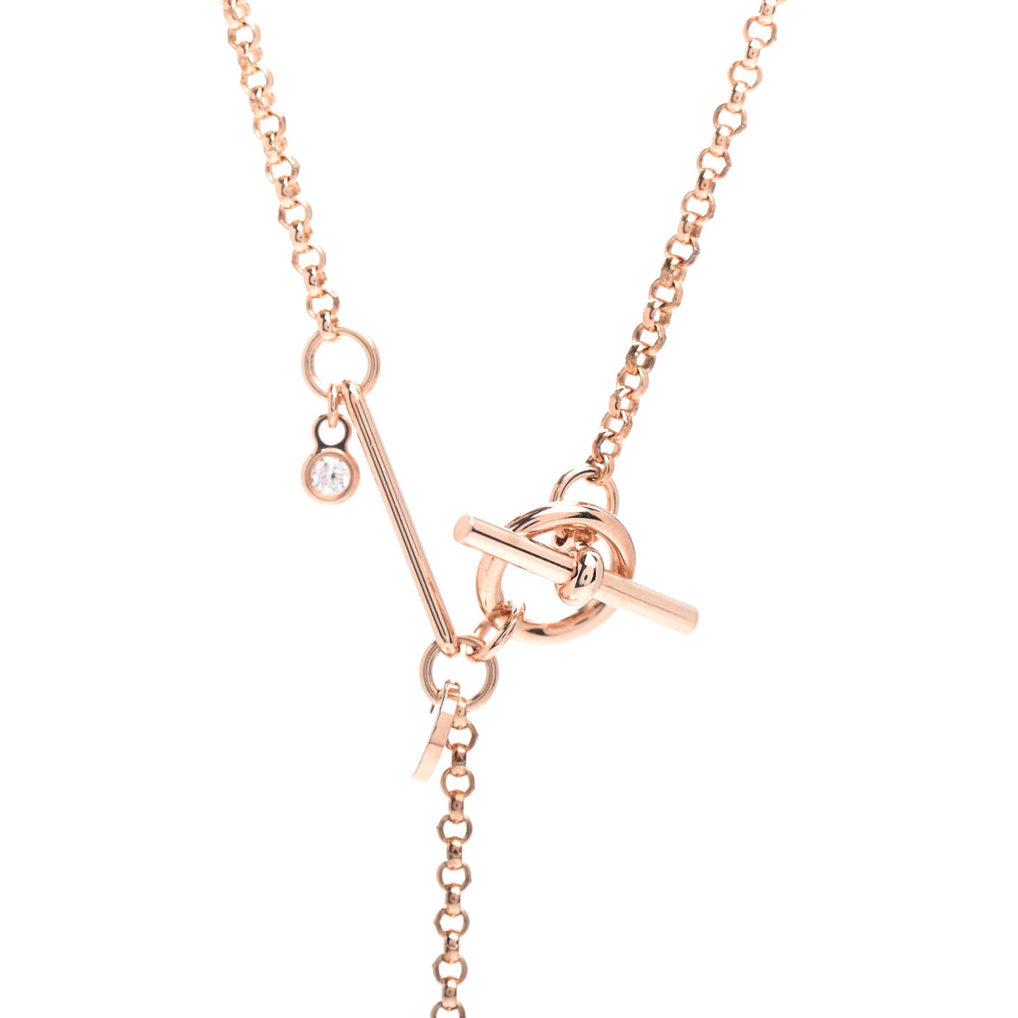 18K Rose Gold Diamond PM Ex-Libris Pendant Necklace