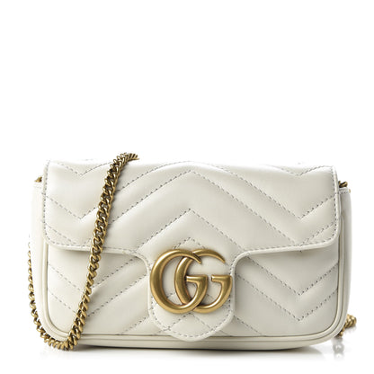Gucci Calfskin Matelasse Super Mini GG Marmont Shoulder Bag White 1 of 11