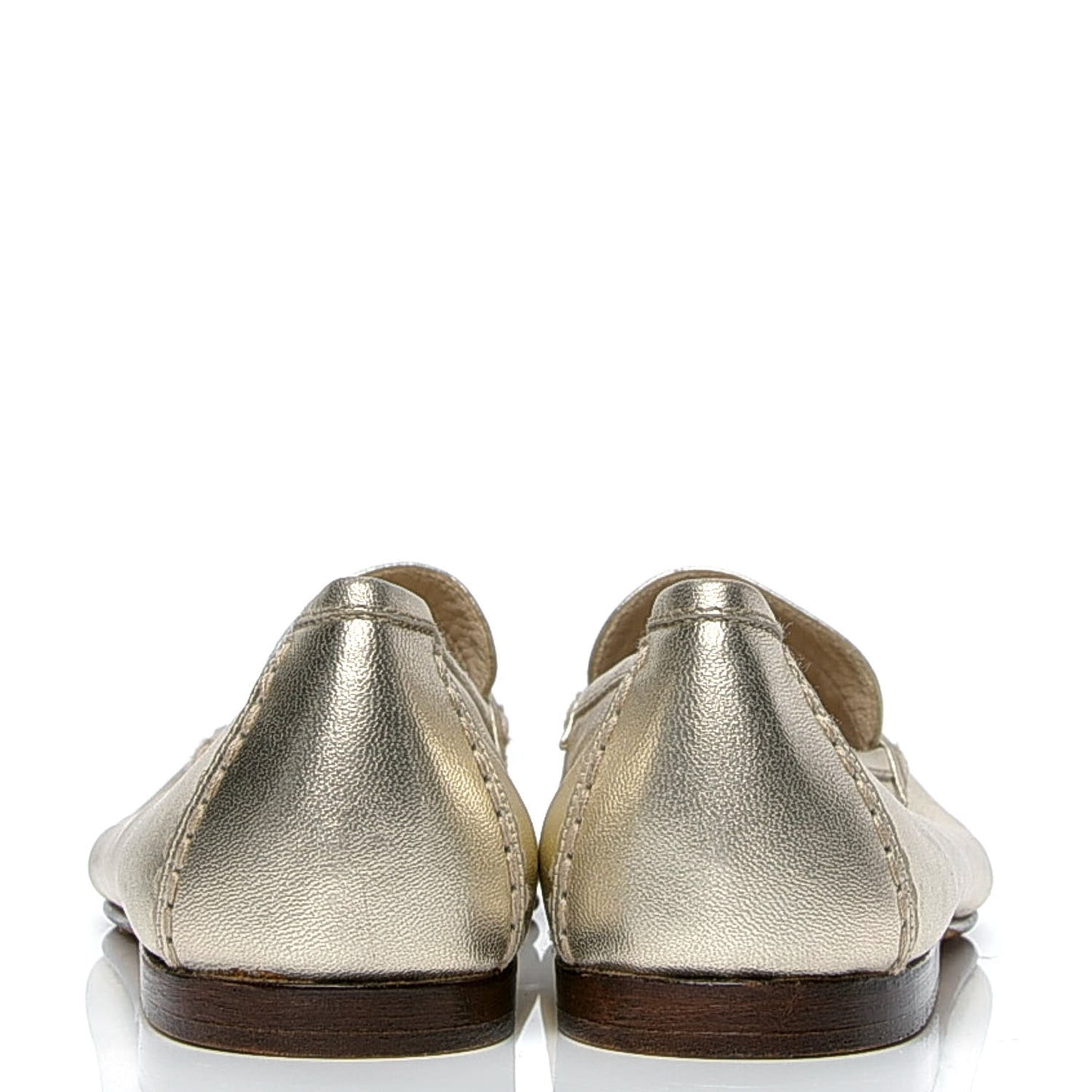 Metallic Lambskin CC Mocassin Loafers 38 Silver