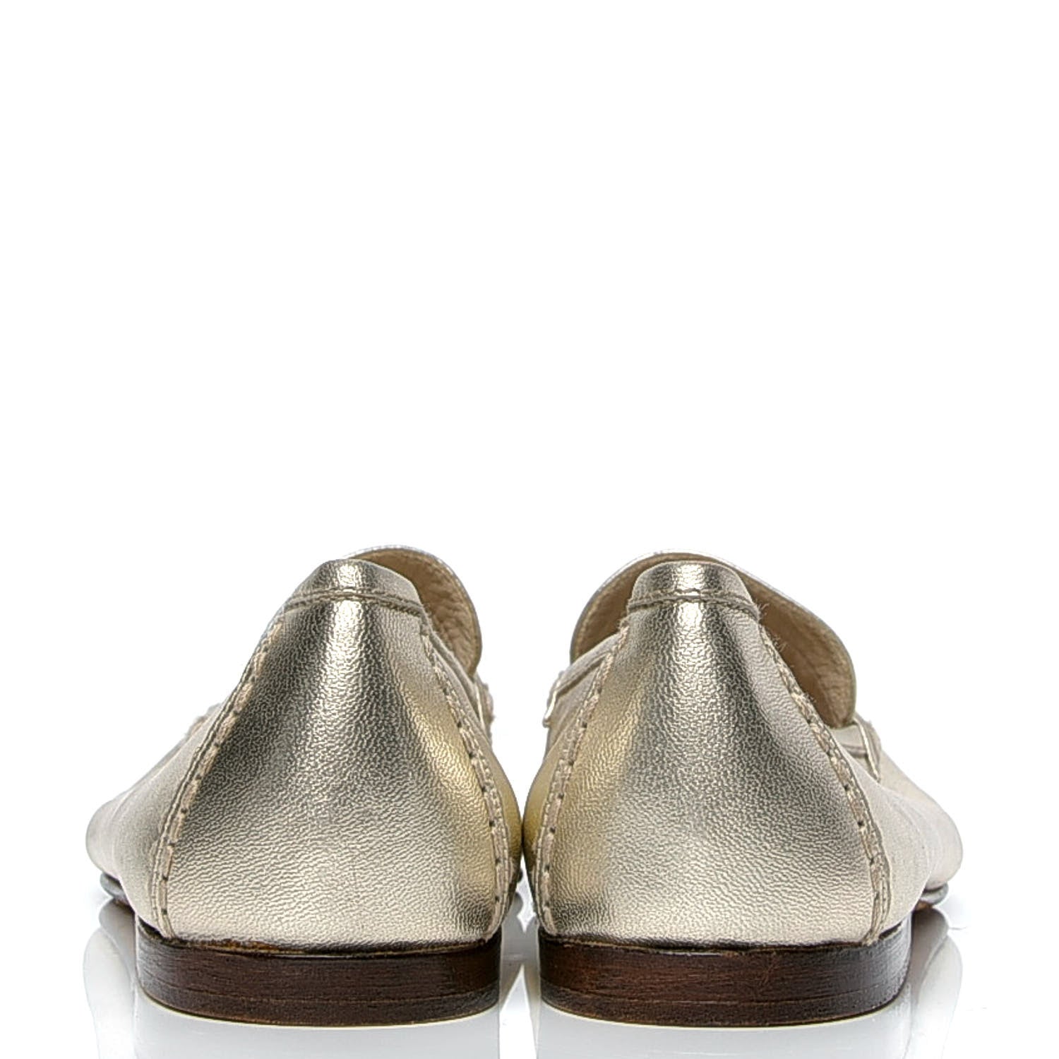 Chanel Metallic Lambskin CC Mocassin Loafers 38 Silver 4 of 7