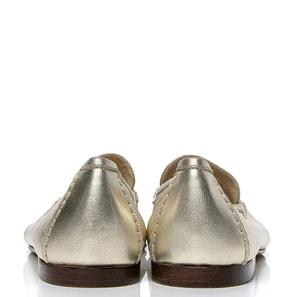 Chanel Metallic Lambskin CC Mocassin Loafers 38 Silver 4 of 7