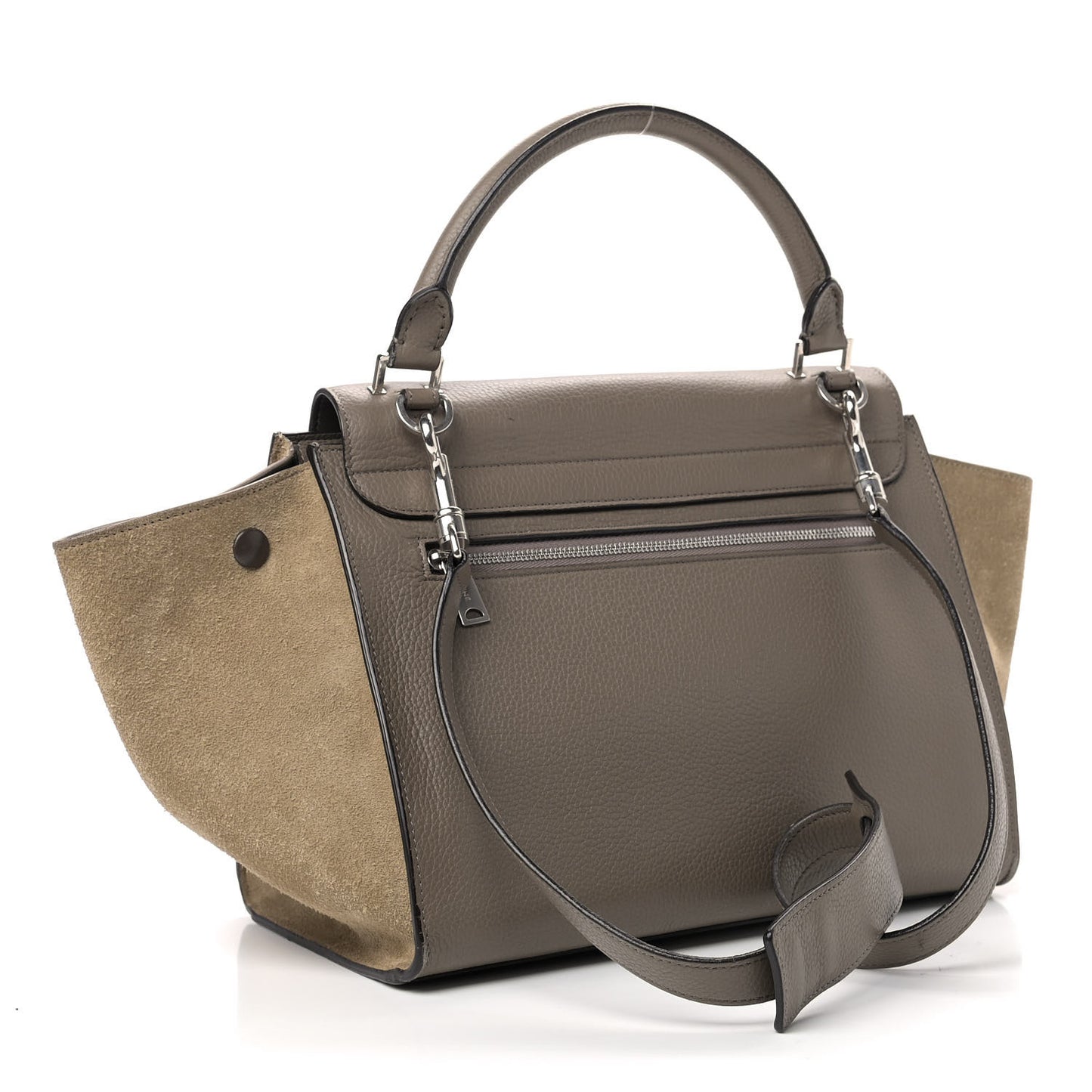 Drummed Calfskin Suede Small Trapeze Souris