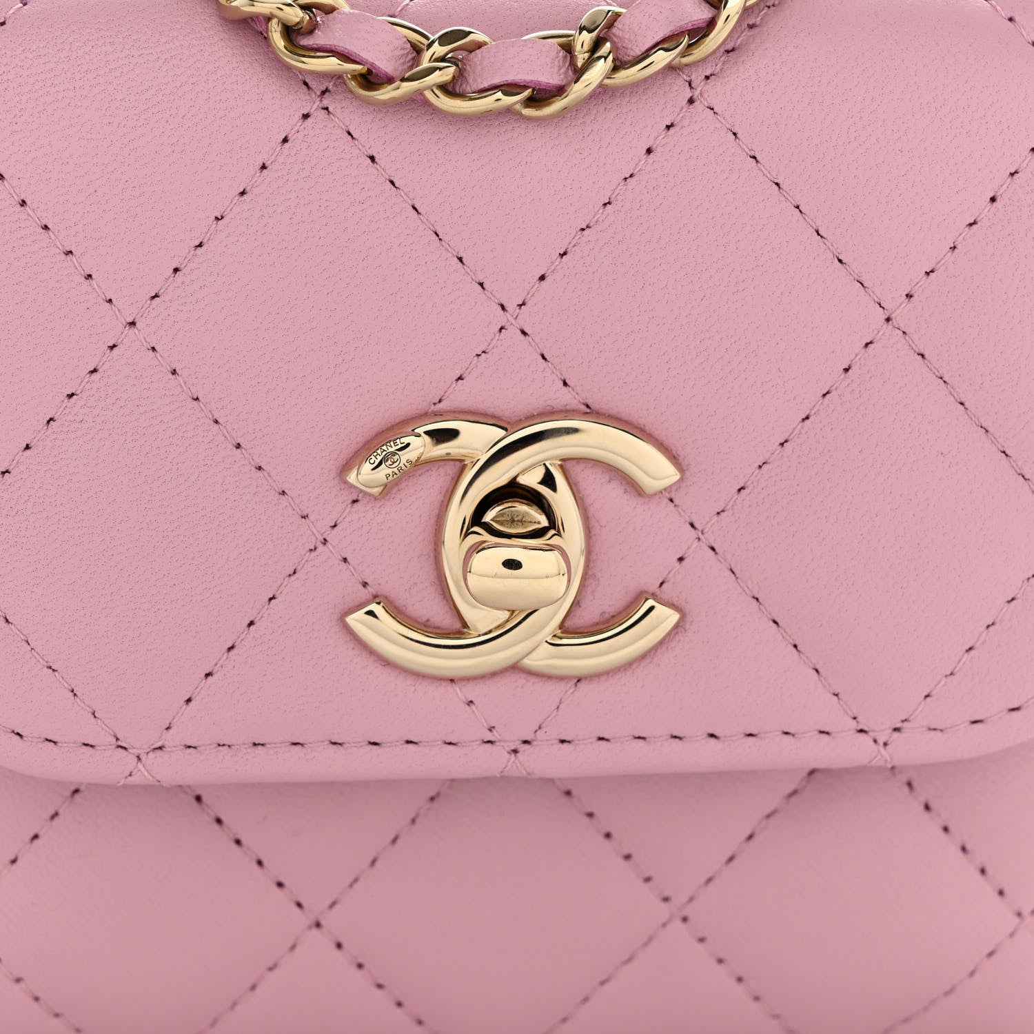 Chanel Lambskin Quilted Mini Trendy CC Clutch With Chain Light Pink 8 of 9
