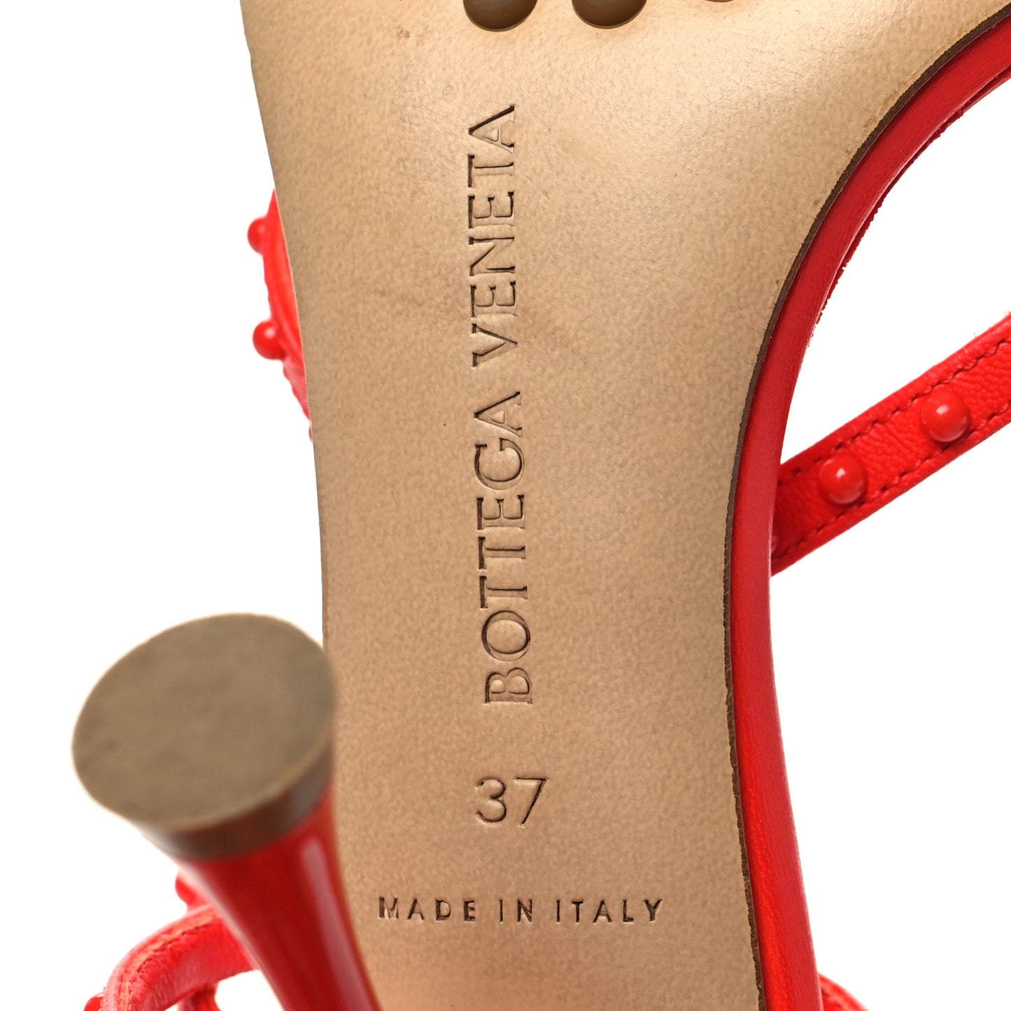 Lambskin Studded Multi Strap 90mm Sandals 37 Tomato